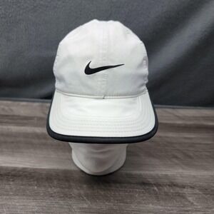 Nike Hat Cap Strap Back Mens One Size White Featherlight Dri-FIT Running Sports